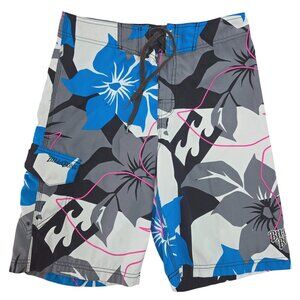 Billabong Mens Floral Board Shorts Size 32 Blue/Gray/Black 100% Polyester